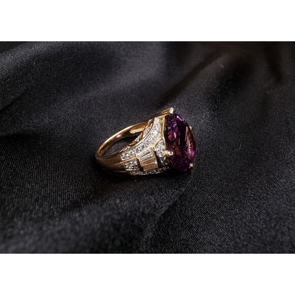 Vintage Violet Sapphire 925 Sterling Silver Pear-Cut Ring - Picture 3 of 5